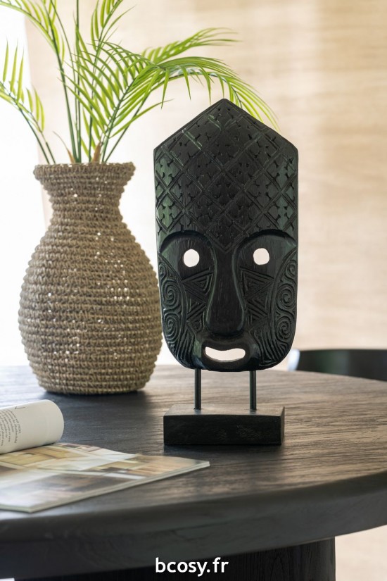 Jolipa Masque Sur Pied Bois D Albasia Noir Small.