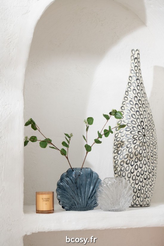 Jolipa Vase Coquillage Verre Transparent Small.