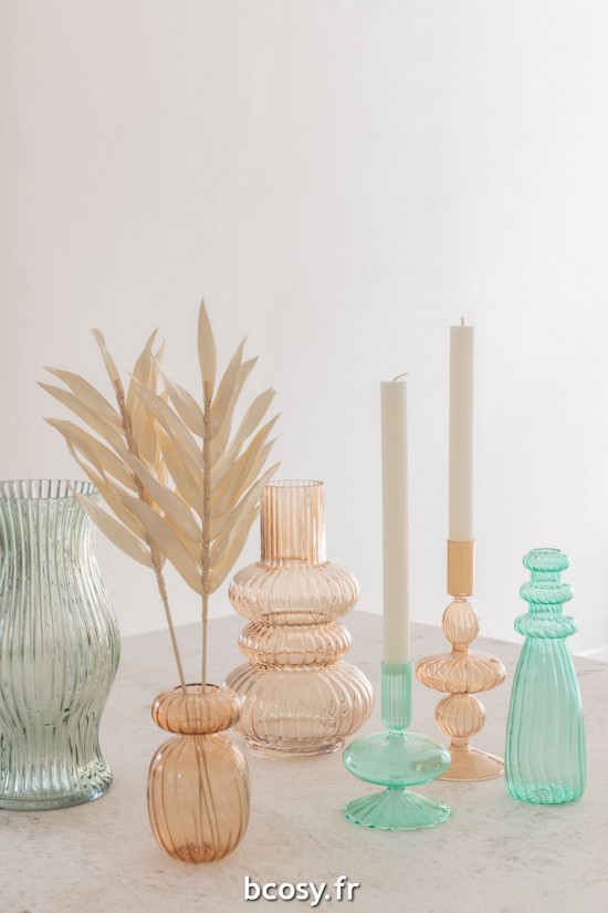 Jolipa Vase Michel Verre Aqua Beige Assortiment De 2.