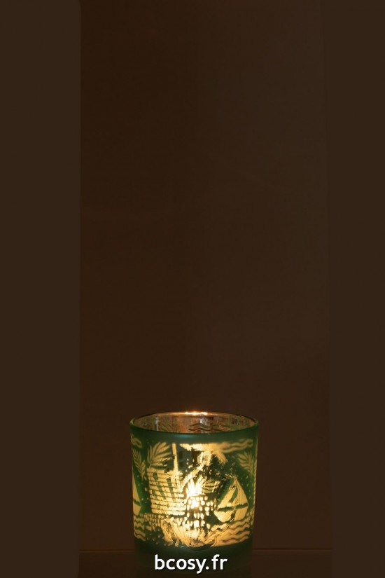 J-Line J Line photophores Jolipa Photophore Coquillages Verre Bleu Argent.