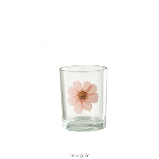 J Line Photophore Fleur Rose Verre Mix JLine 42560 by Jolipa 42560.