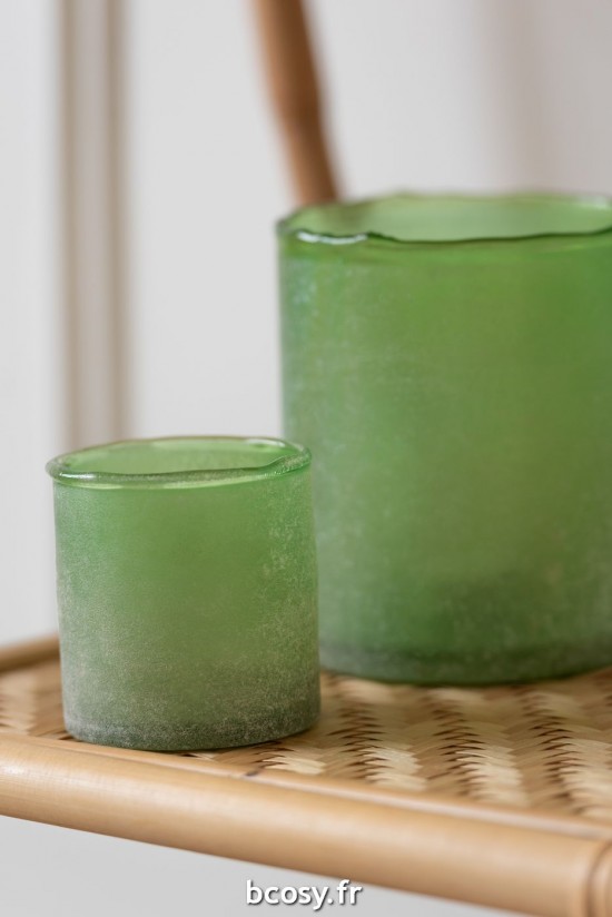 Jolipa Set 3 Photophore Ruby Verre Vert.