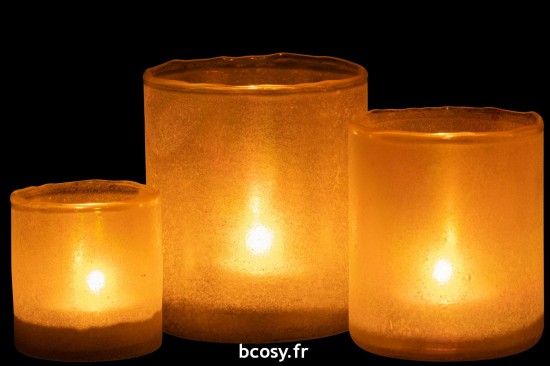 J-Line J Line photophores Jolipa Set 3 Photophore Ruby Verre Jaune.