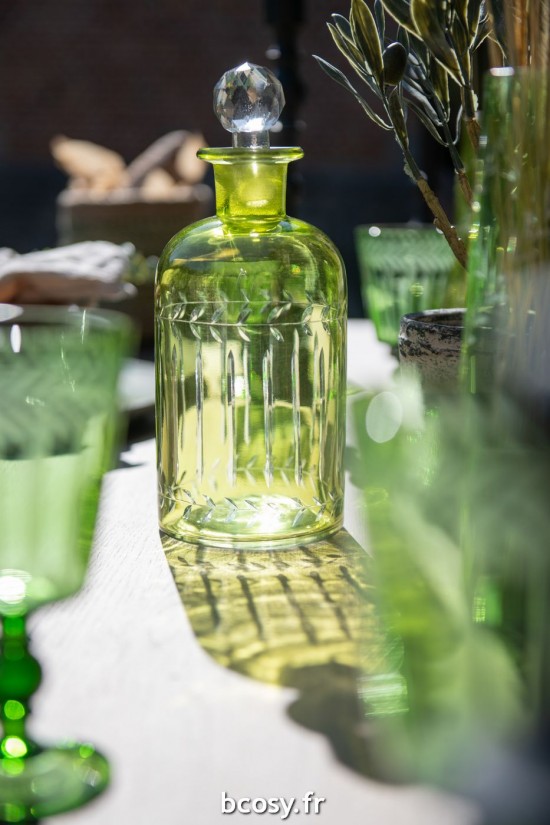 J-Line J Line Carafe Pichet Carafe Feuil Verre Vert Large Assortiment De 2.