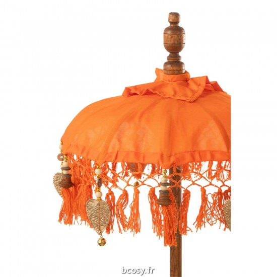 J-Line J Line ombrelles abris soleil Jolipa Parasol Dayu Coton Bois Orange Small.