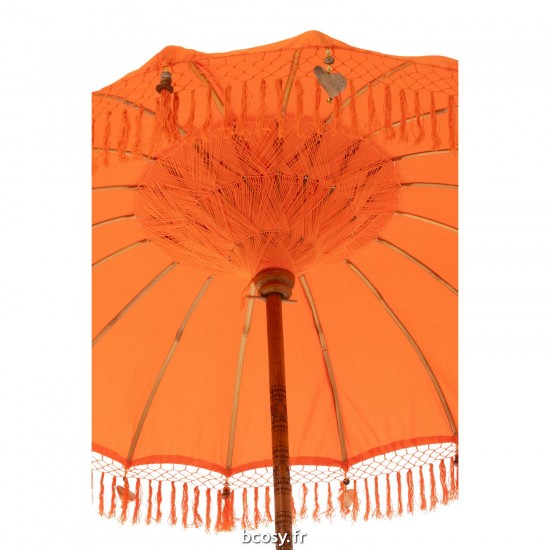 J-Line J Line ombrelles abris soleil Jolipa Parasol Dayu Coton Bois Orange Large.