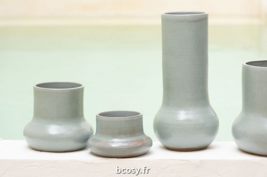 Jolipa Vase Organique Ceramique Bleu Gris.