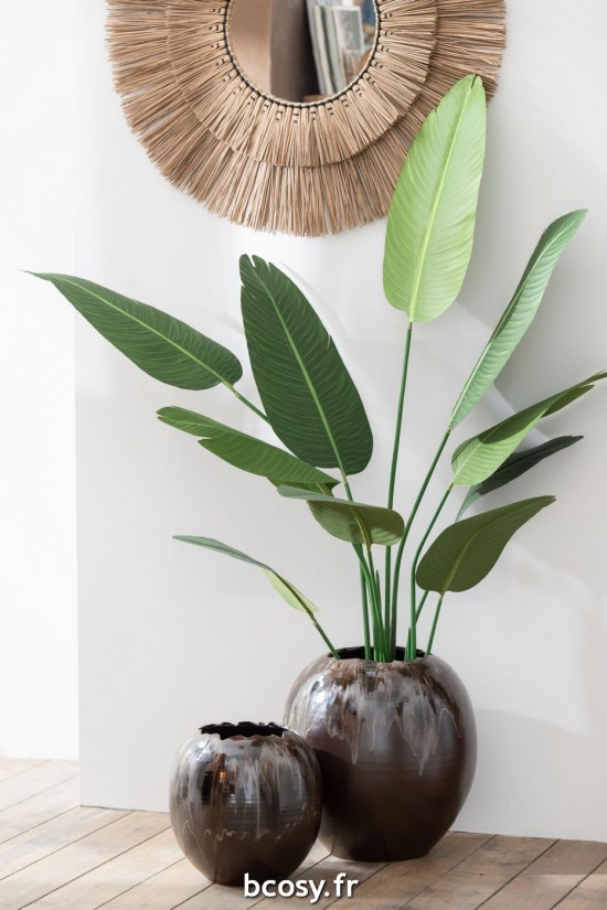 Jolipa Cachepot Ceramique Brun Large.