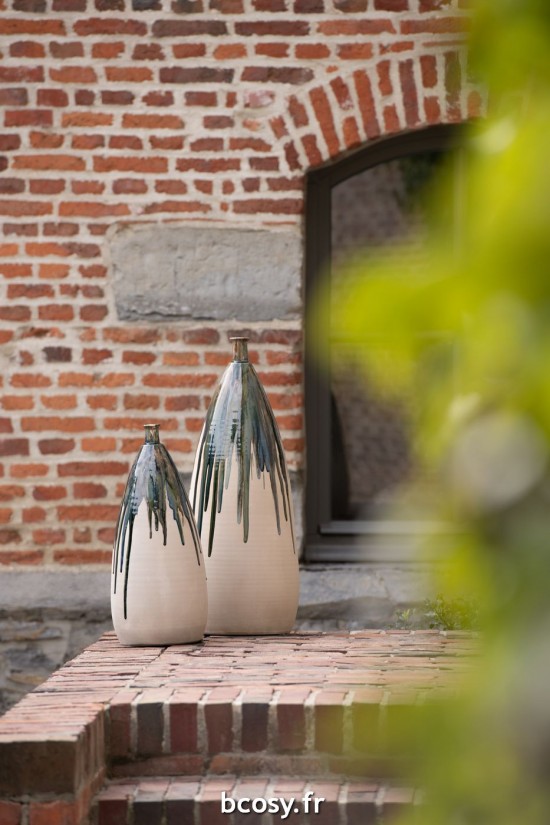 Jolipa Vase Peinture Ceramique Naturel Vert Large.