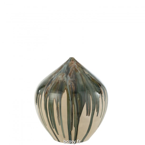 J Line Vase Haut Peinture Ceramique Naturel Vert JLine 43135 by Jolipa 43135.