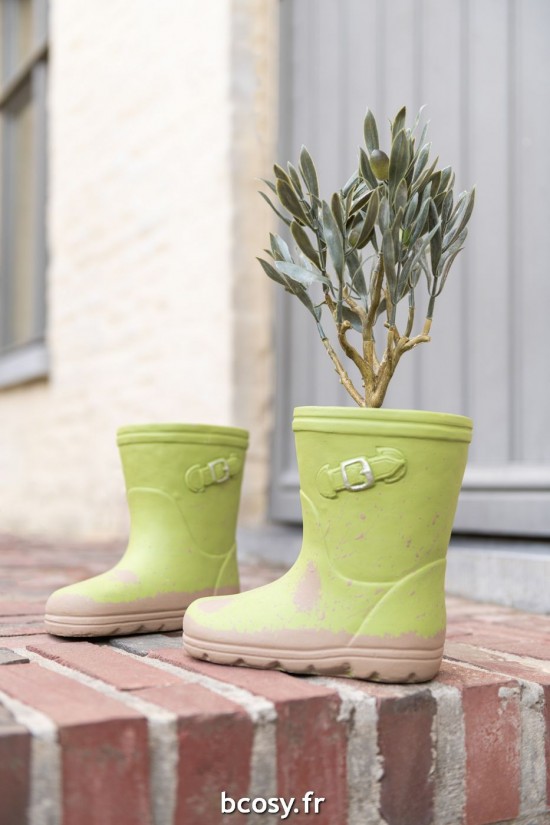 Jolipa Cachepot Botte Ciment Vert Assortiment De 2.