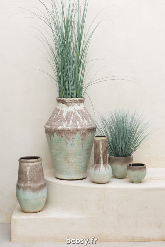 Jolipa Vase Nice Ceramique Aqua Gris Large.