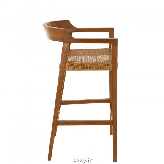 J-Line J Line chaises tabourets de bar Jolipa Chaise De Bar Emma Teak Marron.