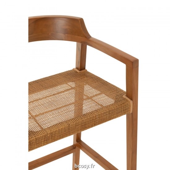 J-Line J Line chaises tabourets de bar Chaise De Bar Emma Teak Marron.