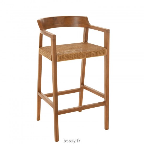 J Line Chaise De Bar Emma Teak Marron JLine 43758 by Jolipa 43758.