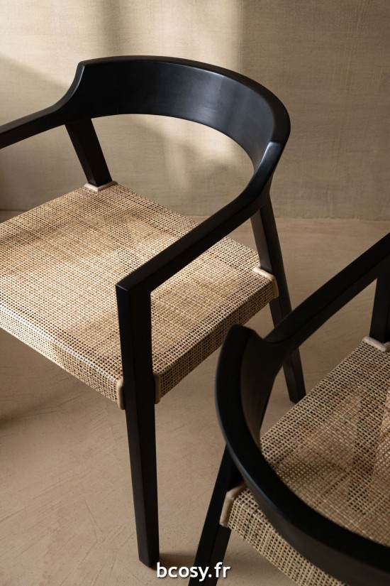 J-Line Sedia Emma Legno Teak Nero/Marrone.