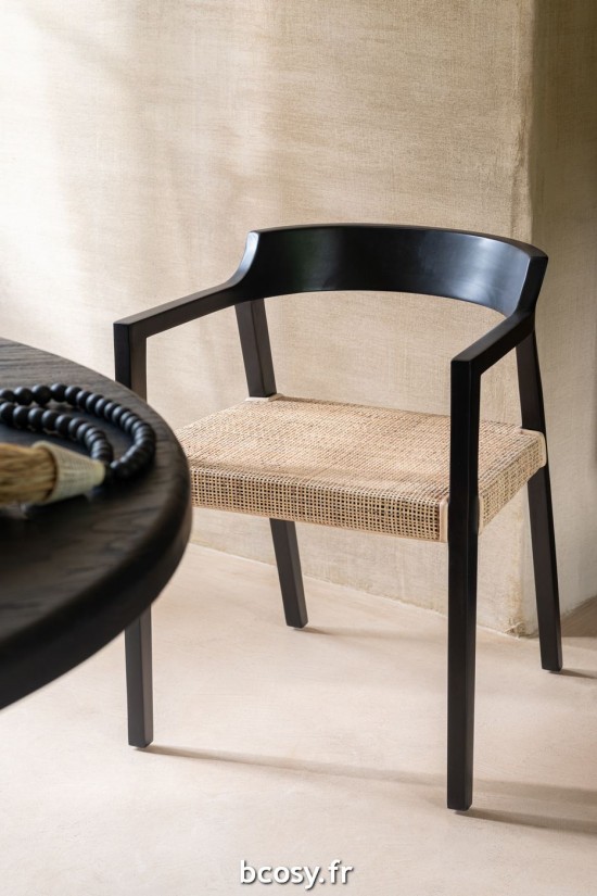 Jolipa Sedia Emma Legno Teak Nero/Marrone.