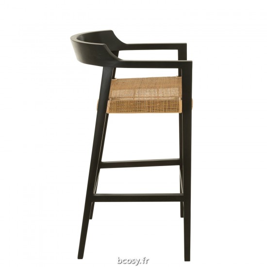 J-Line J Line chaises tabourets de bar Jolipa Chaise De Bar Emma Teak Noir Marron.