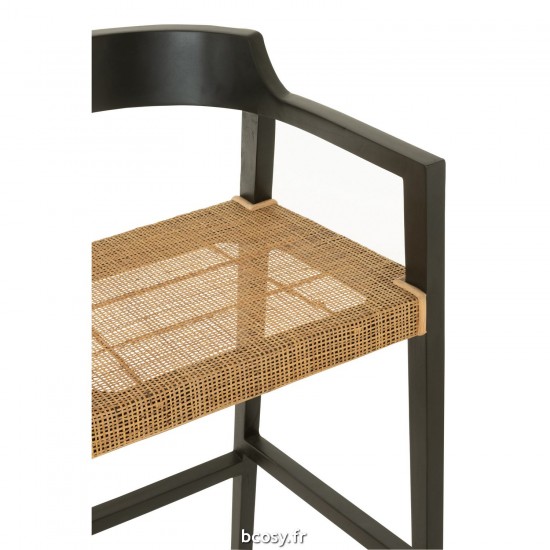 J-Line J Line chaises tabourets de bar Chaise De Bar Emma Teak Noir Marron.