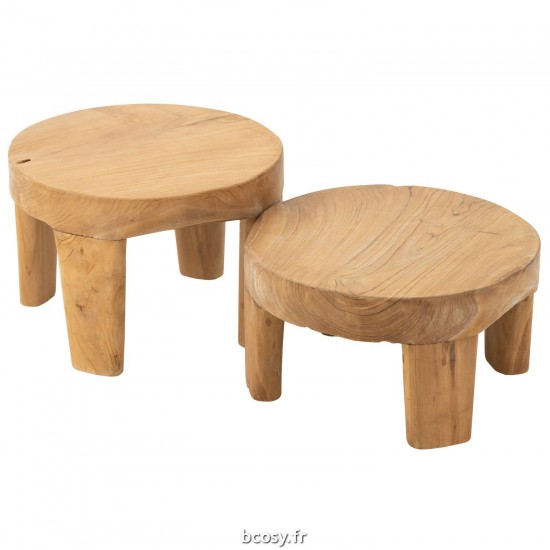 J Line Set De 2 Tables Rondes Tek Naturel JLine 43761 by Jolipa 43761.