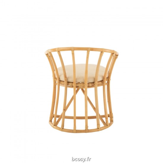 Jolipa Chaise Coussin Rotin Textile Naturel Blanc.