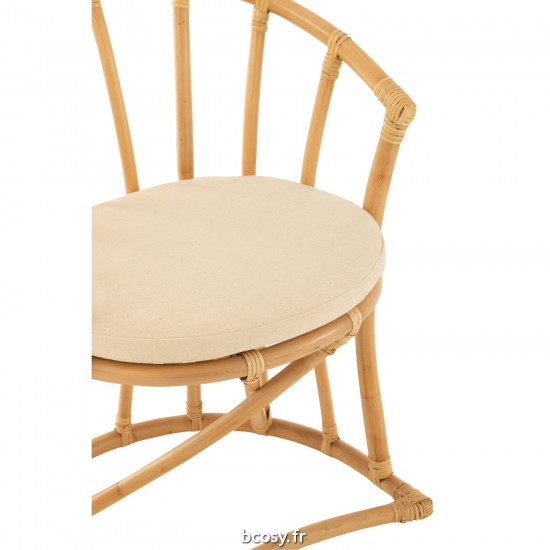 J-Line J Line chaises de repas Chaise Coussin Rotin Textile Naturel Blanc.
