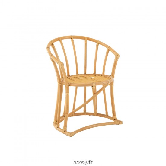 J-Line Sedia + Cuscino Rattan/Tessuto Naturale/Bianco.