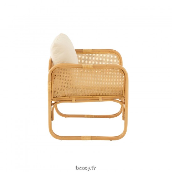 J-Line J Line chaises lounges Jolipa Fauteuil Coussin Rotin Textile Naturel Blanc.