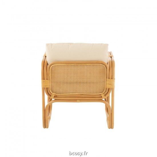 Jolipa Fauteuil Coussin Rotin Textile Naturel Blanc.