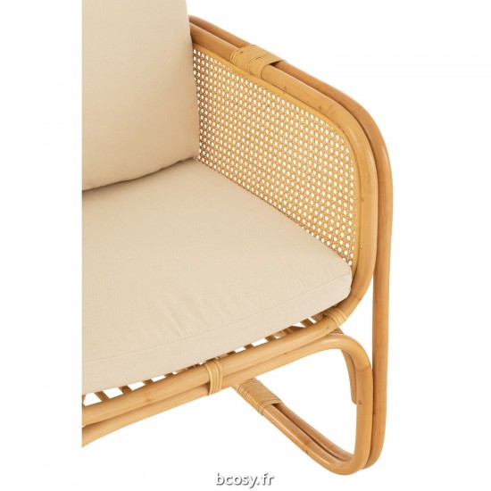 J-Line J Line chaises lounges Fauteuil Coussin Rotin Textile Naturel Blanc.