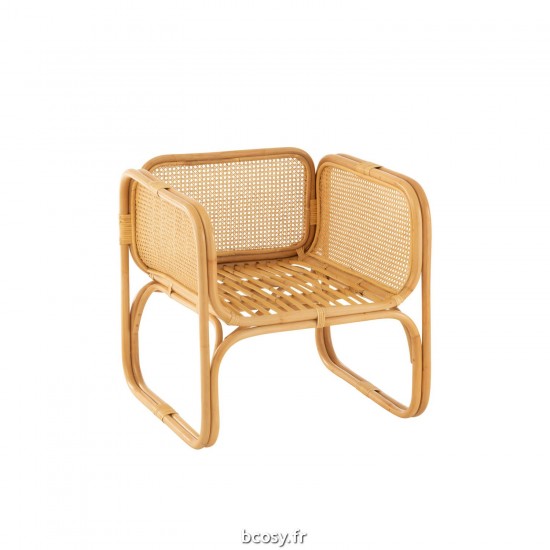 J-Line Poltrona + Cuscino Rattan/Tessuto Naturale/Bianco.