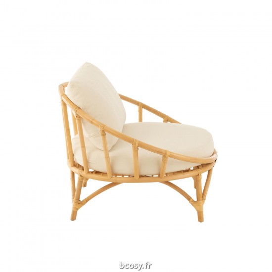 J-Line J Line chaises lounges Jolipa Chaise Coussin Rotin Textile Naturel Blanc.