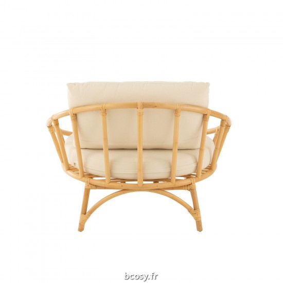 Jolipa Chaise Coussin Rotin Textile Naturel Blanc.