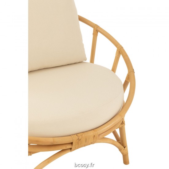 J-Line J Line chaises lounges Chaise Coussin Rotin Textile Naturel Blanc.