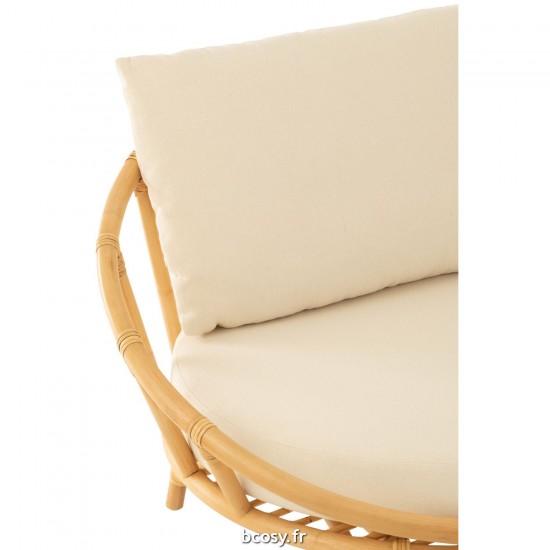 J-Line Sedia + Cuscino Rattan/Tessuto Naturale/Bianco.