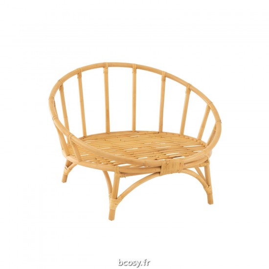 J-Line Silla+Colchoneta Rattan/Textil Natural/Blanco .