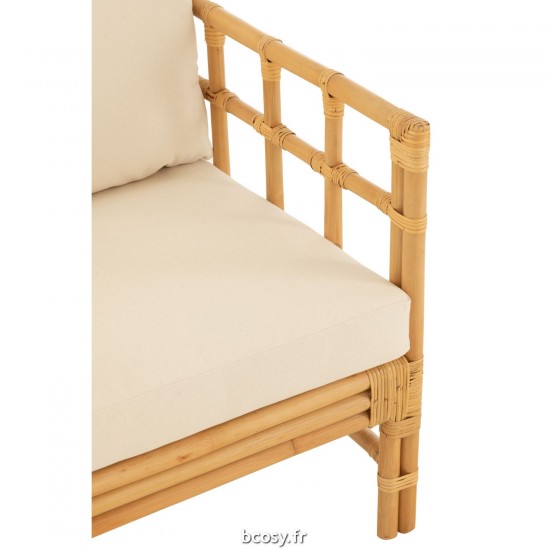 J-Line J Line fauteuils Fauteuil Elise Coussin Rotin Textile Naturel Blanc.