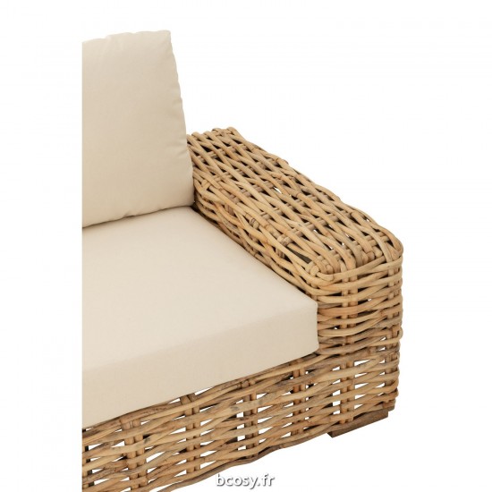 J-Line J Line fauteuils Sofa Coussin 3 Personnes Rotin Textile Naturel Blanc.