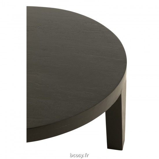 J-Line J Line tables de salon basse Jolipa Table De Salon Rond Bois Manguier Noir Mat.