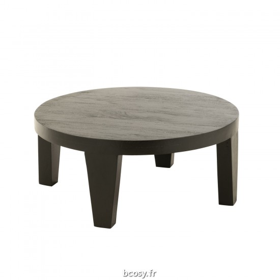 J Line Table De Salon Rond Bois Manguier Noir Mat JLine 43785 by Jolipa 43785.