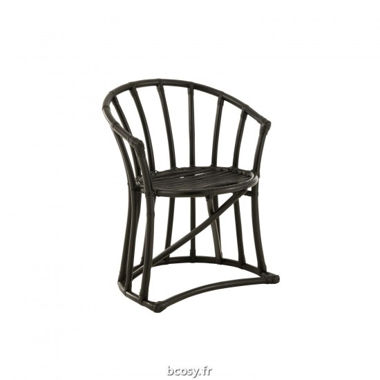 J-Line Sedia + Cuscino Rattan/Tessuto Nero/Bianco.