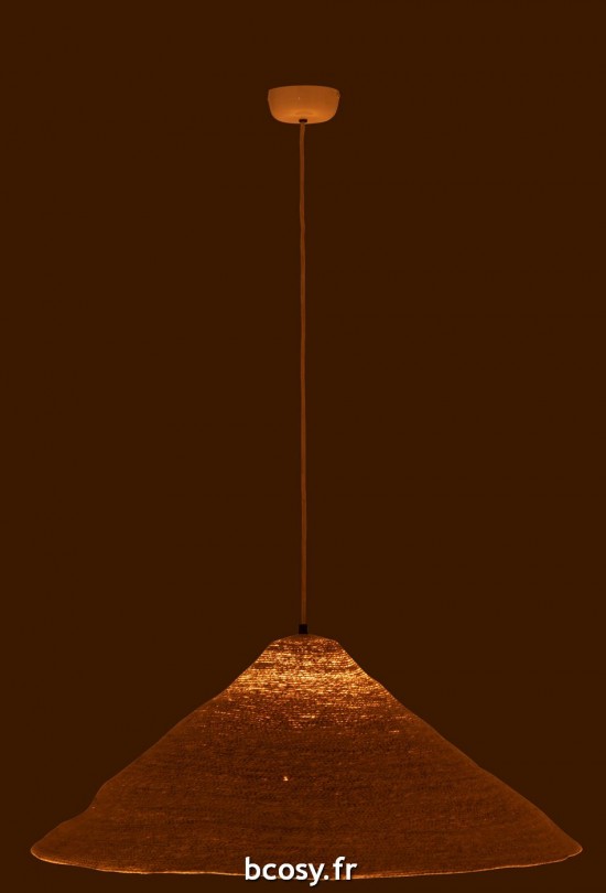 J-Line J Line lampes suspendues suspensions pendantes Jolipa Lampe Suspendue Chapeau Moonj Jonc Clair Naturel Large.