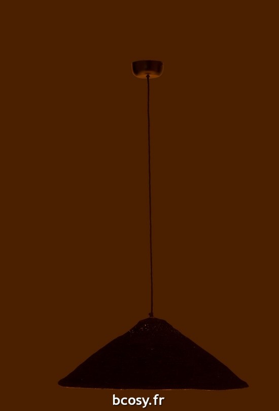 J-Line J Line lampes suspendues suspensions pendantes Jolipa Lampe Suspendue Chapeau Moonj Jonc Noir Small.