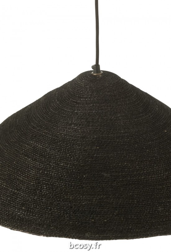 Jolipa Lampe Suspendue Chapeau Moonj Jonc Noir Small.
