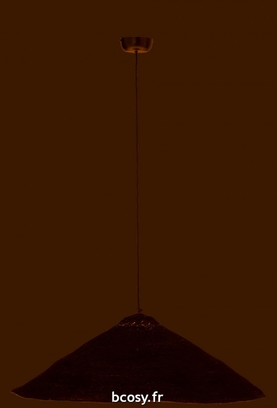 J-Line J Line lampes suspendues suspensions pendantes Jolipa Lampe Suspendue Chapeau Moonj Jonc Noir Large.