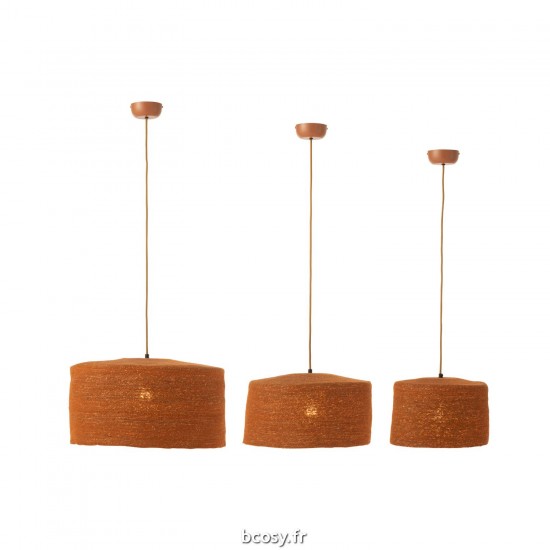 J-Line J Line lampes suspendues suspensions pendantes Jolipa Set De 3 Lampes Suspendues Moonj Jonc Rouille.
