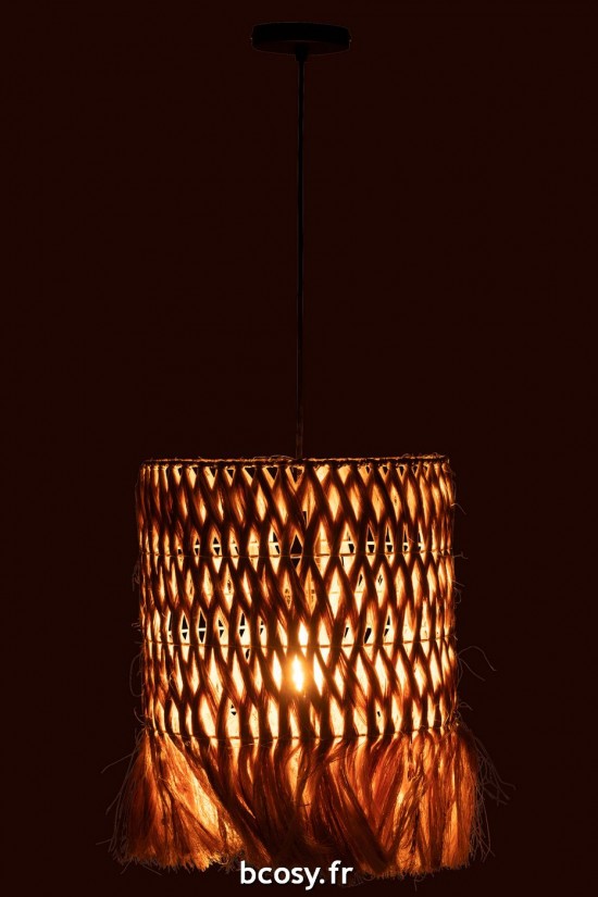 J-Line J Line lampes suspendues suspensions pendantes Jolipa Lampe Suspendue Rond Feuille De Bananier Naturel.