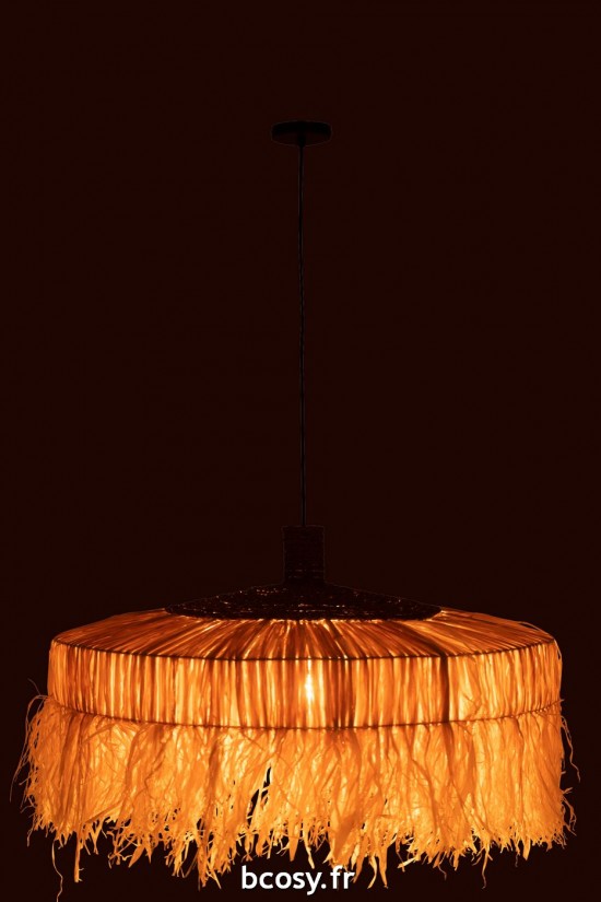 J-Line J Line lampes suspendues suspensions pendantes Jolipa Lampe Suspendue Rond Raffia Naturel.
