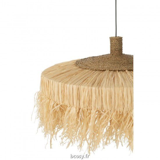 Jolipa Lampe Suspendue Rond Raffia Naturel.