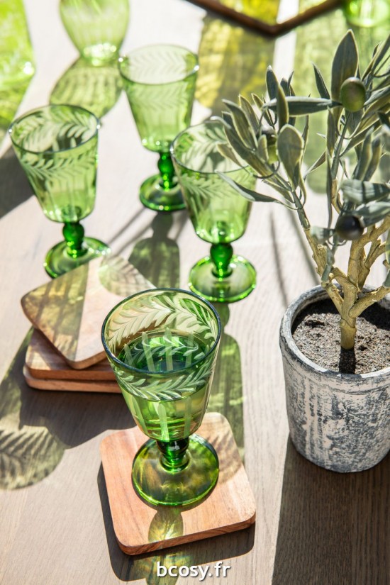 Jolipa Set 4 Sous Verre Carre Bois D Acacia Fonce Naturel.